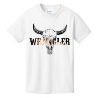 Vintage Rodeo Wrangler Western Cow Skull Leopard Bull Kids T-Shirt