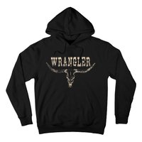 Vintage Rodeo Wrangler Western Cow Skull Cow Print Wrangler Hoodie