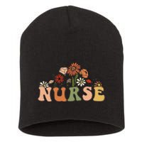 Vintage Retro Wildflower Funny Nurse Job Appreciation Short Acrylic Beanie