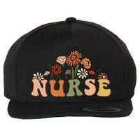 Vintage Retro Wildflower Funny Nurse Job Appreciation Wool Snapback Cap