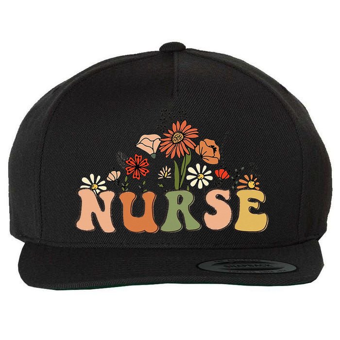 Vintage Retro Wildflower Funny Nurse Job Appreciation Wool Snapback Cap