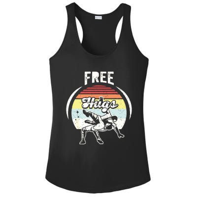 Vintage Retro Wrestling Funny Free Hugs Wrestling Ladies PosiCharge Competitor Racerback Tank