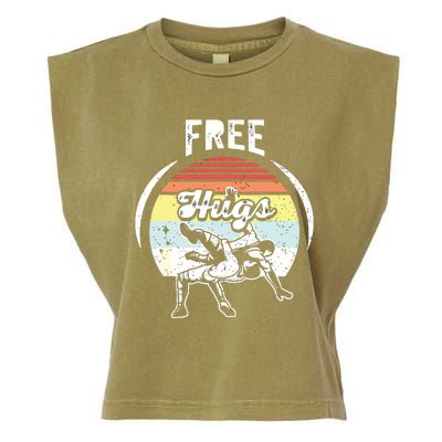 Vintage Retro Wrestling Funny Free Hugs Wrestling Garment-Dyed Women's Muscle Tee