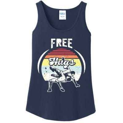 Vintage Retro Wrestling Funny Free Hugs Wrestling Ladies Essential Tank