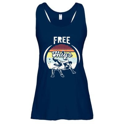 Vintage Retro Wrestling Funny Free Hugs Wrestling Ladies Essential Flowy Tank