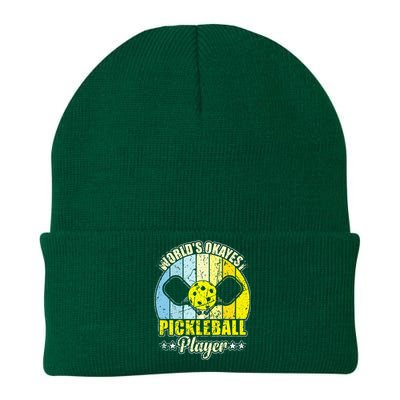 Vintage Retro World's Okayest Pickleball Player Knit Cap Winter Beanie