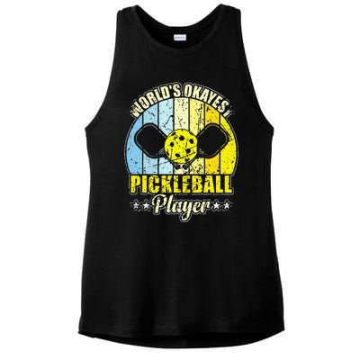 Vintage Retro World's Okayest Pickleball Player Ladies PosiCharge Tri-Blend Wicking Tank