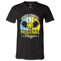 Vintage Retro World's Okayest Pickleball Player V-Neck T-Shirt