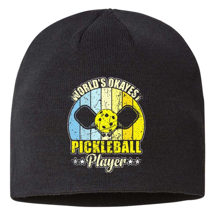 Vintage Retro World's Okayest Pickleball Player Sustainable Beanie