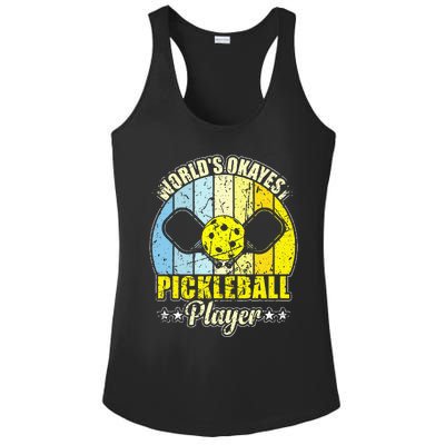 Vintage Retro World's Okayest Pickleball Player Ladies PosiCharge Competitor Racerback Tank