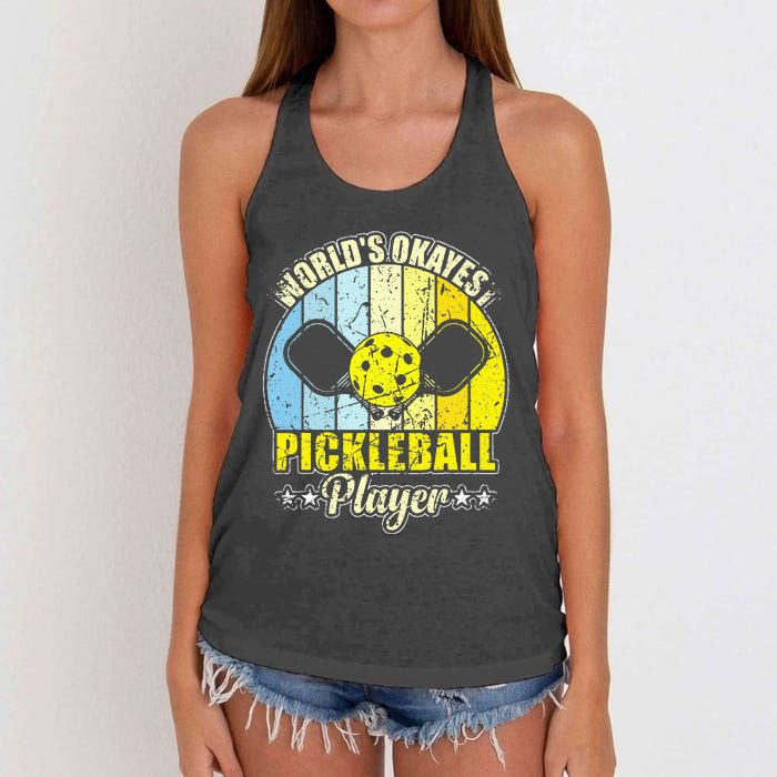 Vintage Retro World's Okayest Pickleball Player Women's Knotted Racerback Tank