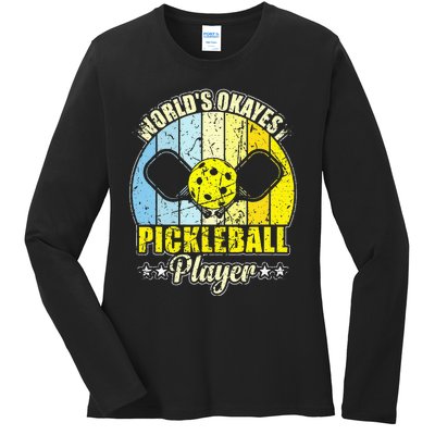 Vintage Retro World's Okayest Pickleball Player Ladies Long Sleeve Shirt