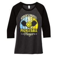 Vintage Retro World's Okayest Pickleball Player Women's Tri-Blend 3/4-Sleeve Raglan Shirt