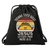 Vintage Retro Wanna Taco Bout Jesus Drawstring Bag