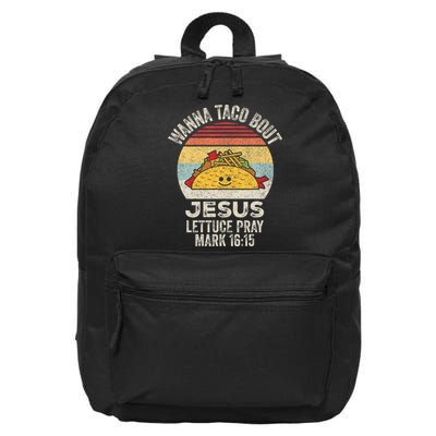 Vintage Retro Wanna Taco Bout Jesus 16 in Basic Backpack