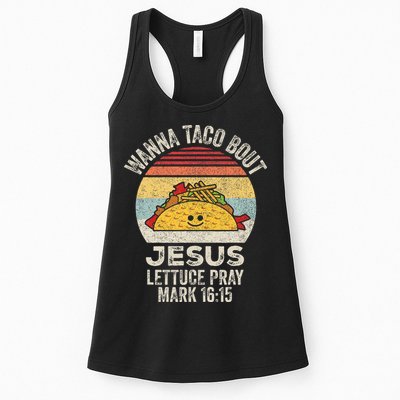 Vintage Retro Wanna Taco Bout Jesus Womens Tank Top