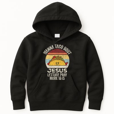 Vintage Retro Wanna Taco Bout Jesus Kids Hoodie