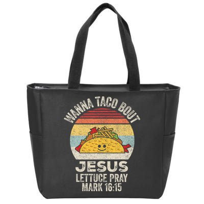 Vintage Retro Wanna Taco Bout Jesus Zip Tote Bag