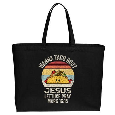 Vintage Retro Wanna Taco Bout Jesus Cotton Canvas Jumbo Tote