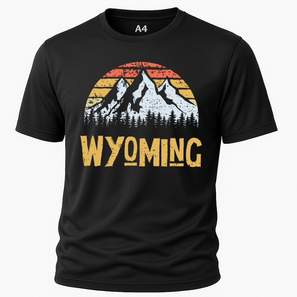 Vintage Retro Wy Wyoming Us Mountain State Cooling Performance Crew T-Shirt