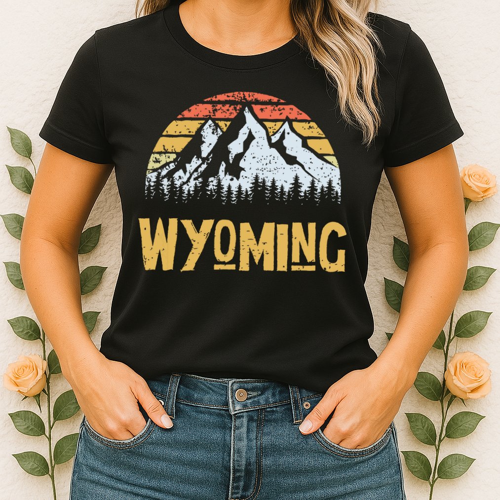 Vintage Retro Wy Wyoming Us Mountain State Womens T-Shirt