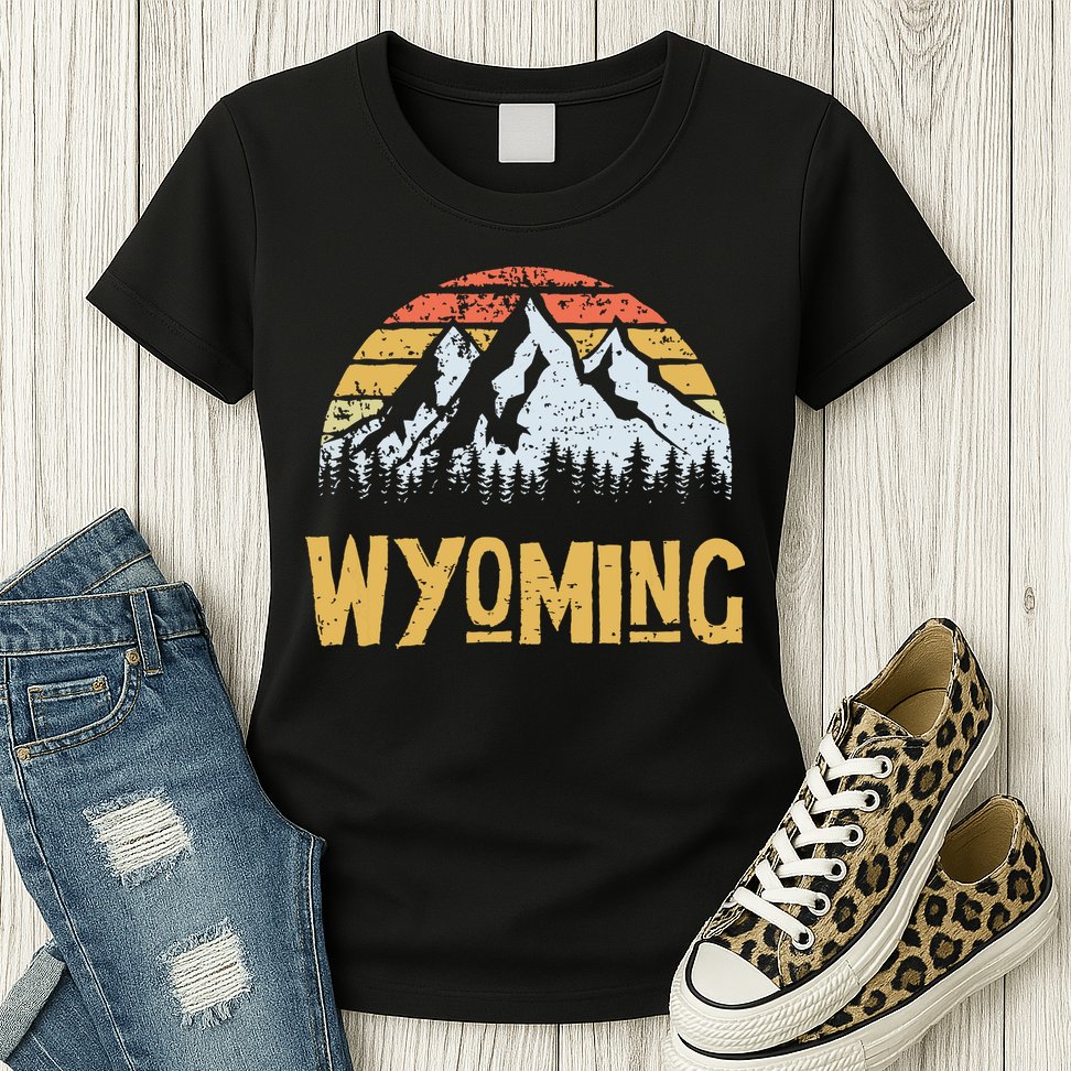 Vintage Retro Wy Wyoming Us Mountain State Womens T-Shirt