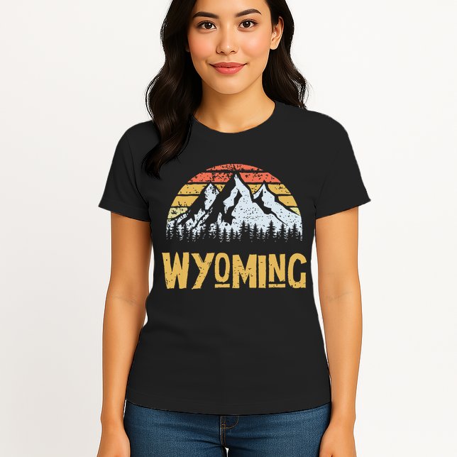 Vintage Retro Wy Wyoming Us Mountain State Womens T-Shirt
