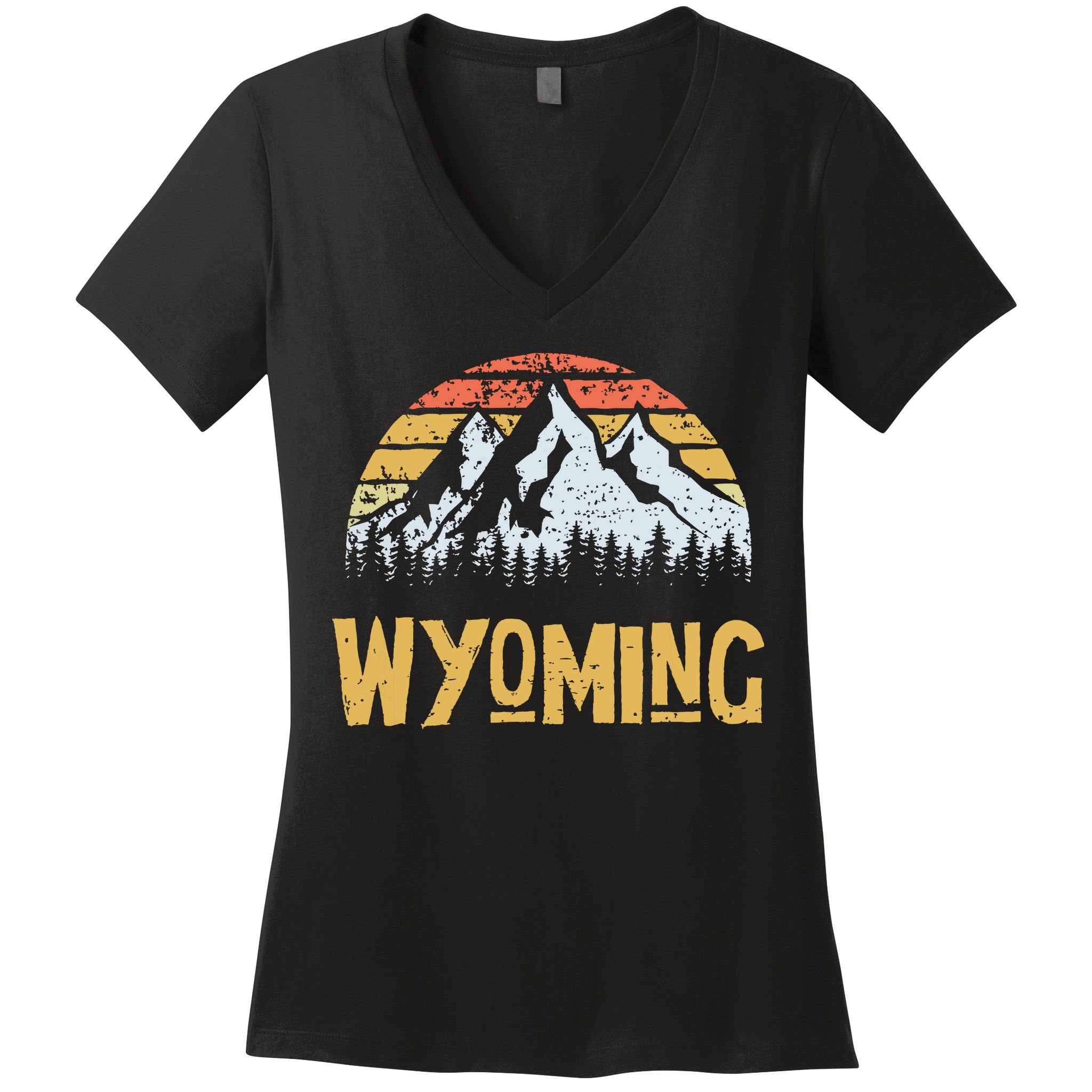 Vintage Retro Wy Wyoming Us Mountain State Women's V-Neck T-Shirt