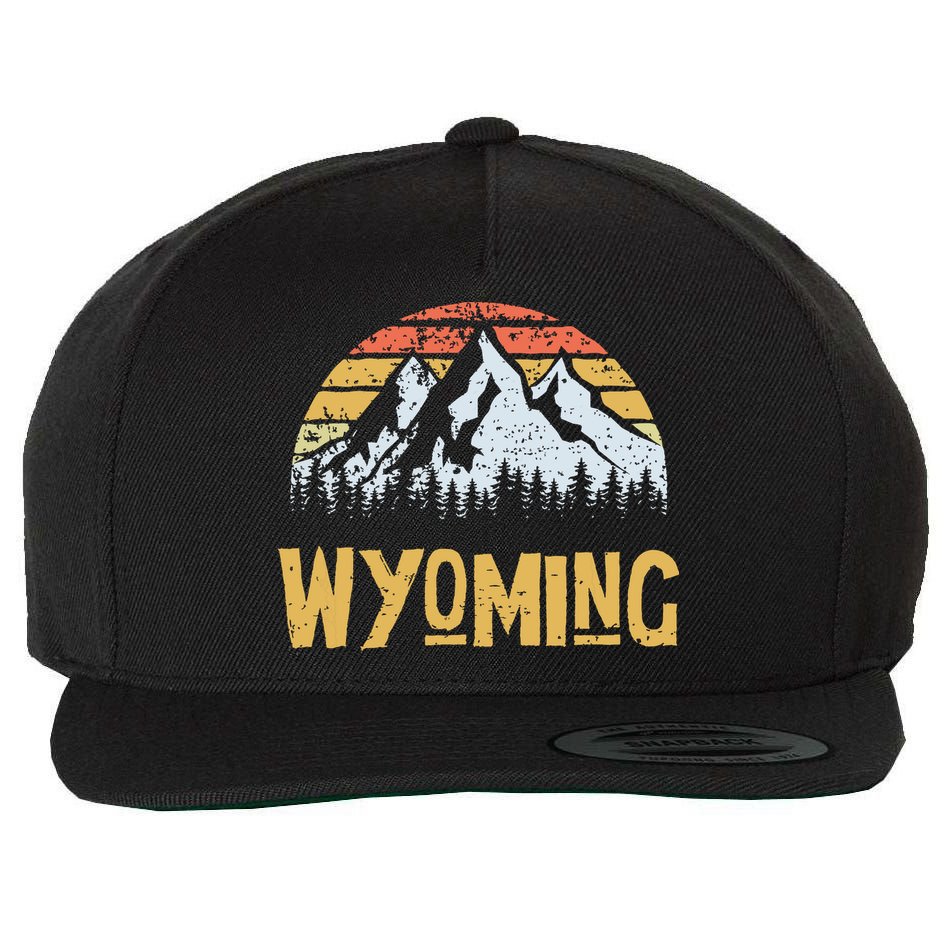 Vintage Retro Wy Wyoming Us Mountain State Wool Snapback Cap