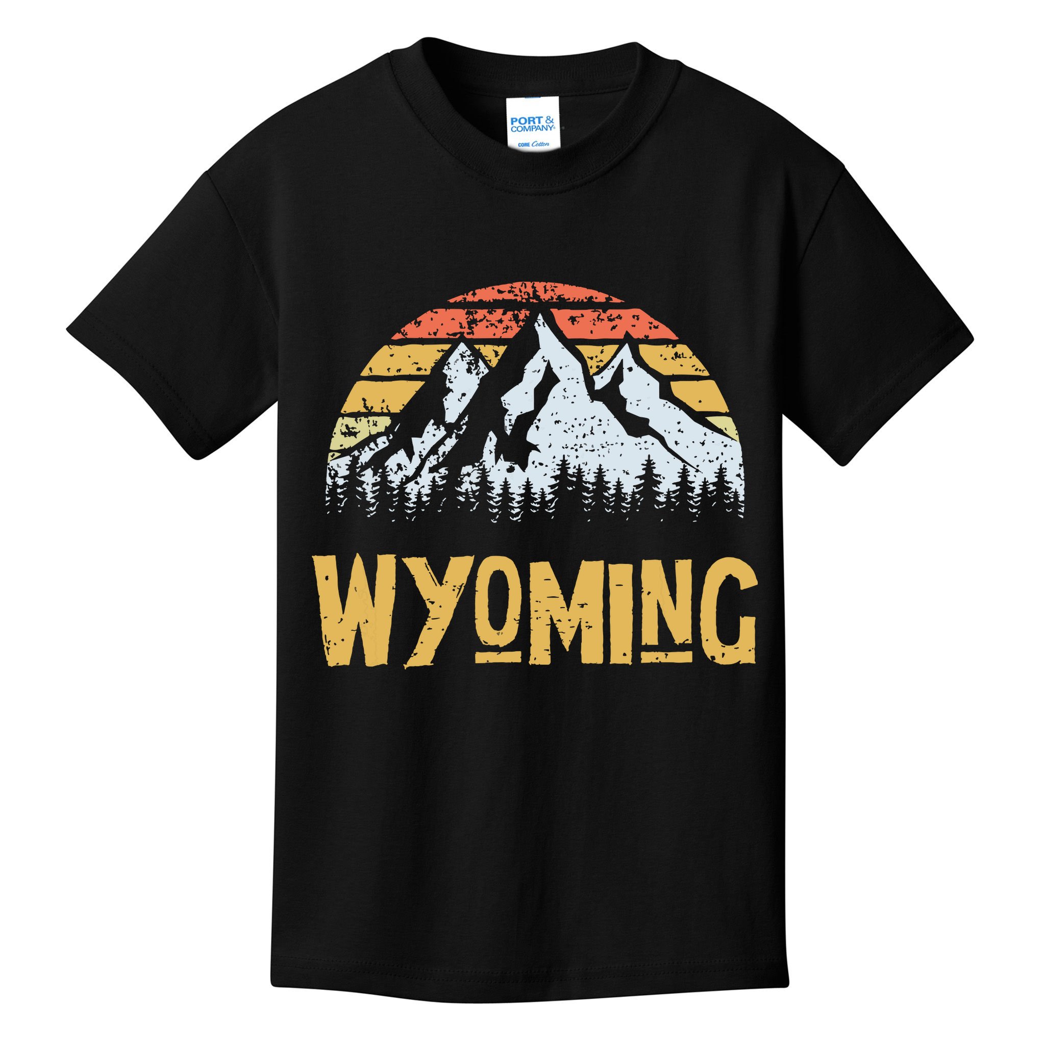 Vintage Retro Wy Wyoming Us Mountain State Kids T-Shirt