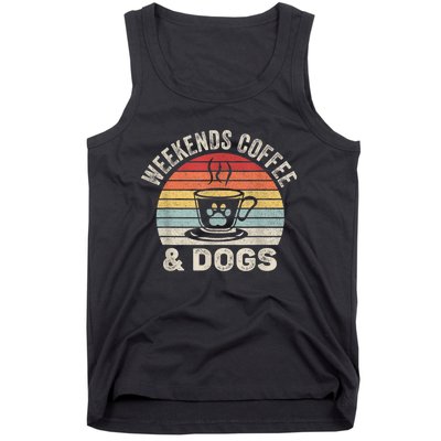 Vintage Retro Weekends Coffee & Dogs Funny Dog Tank Top