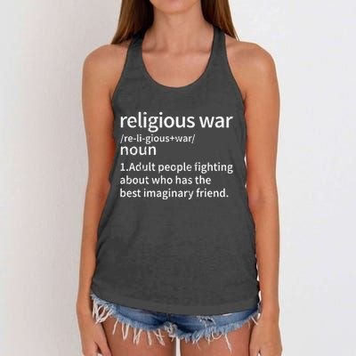 Vintage Religious War Definition Anti.Religious Activist Women's Knotted Racerback Tank