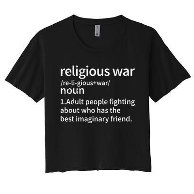 Vintage Religious War Definition Anti.Religious Activist Women's Crop Top Tee