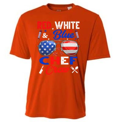 Vintage Red White Blue Chef American Flag Cute Gift Cooling Performance Crew T-Shirt