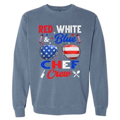 Vintage Red White Blue Chef American Flag Cute Gift Garment-Dyed Sweatshirt