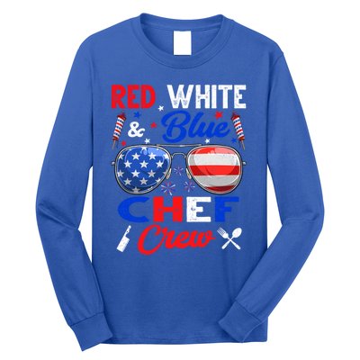 Vintage Red White Blue Chef American Flag Cute Gift Long Sleeve Shirt