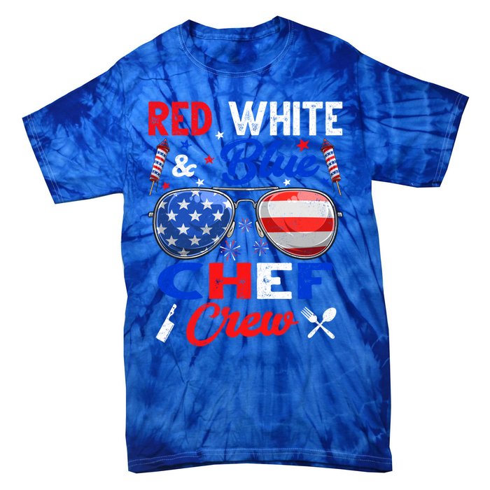 Vintage Red White Blue Chef American Flag Cute Gift Tie-Dye T-Shirt