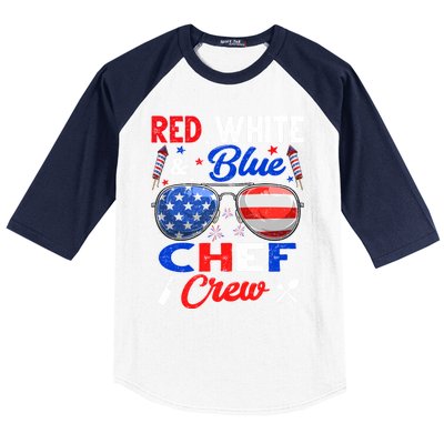 Vintage Red White Blue Chef American Flag Cute Gift Baseball Sleeve Shirt