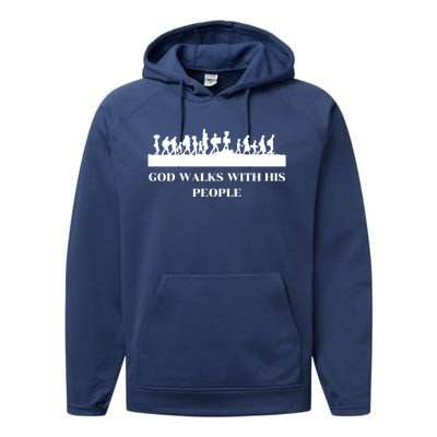 Vintage Retro World Refugee Day God Walks With His People Gift Performance Fleece Hoodie