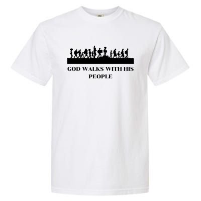 Vintage Retro World Refugee Day God Walks With His People Gift Garment-Dyed Heavyweight T-Shirt