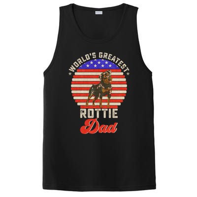 Vintage Retro Worlds Greatest Rottweiler Dad Rottie Sunset Great Gift PosiCharge Competitor Tank