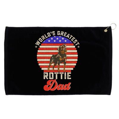 Vintage Retro Worlds Greatest Rottweiler Dad Rottie Sunset Great Gift Grommeted Golf Towel