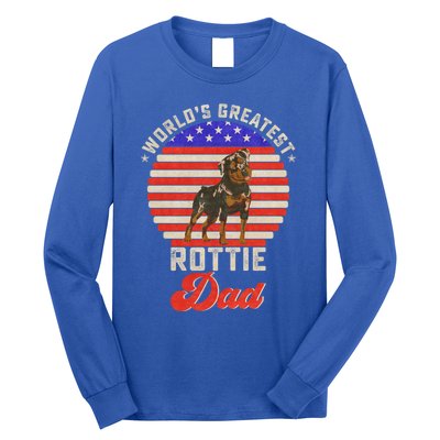 Vintage Retro Worlds Greatest Rottweiler Dad Rottie Sunset Great Gift Long Sleeve Shirt