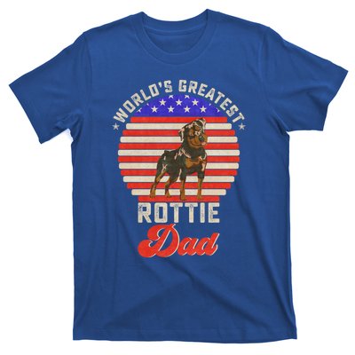 Vintage Retro Worlds Greatest Rottweiler Dad Rottie Sunset Great Gift T-Shirt