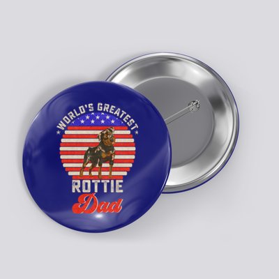 Vintage Retro Worlds Greatest Rottweiler Dad Rottie Sunset Great Gift Button