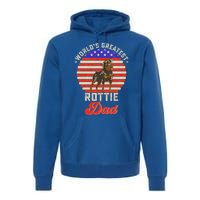 Vintage Retro Worlds Greatest Rottweiler Dad Rottie Sunset Great Gift Premium Hoodie