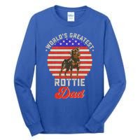 Vintage Retro Worlds Greatest Rottweiler Dad Rottie Sunset Great Gift Tall Long Sleeve T-Shirt