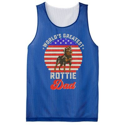 Vintage Retro Worlds Greatest Rottweiler Dad Rottie Sunset Great Gift Mesh Reversible Basketball Jersey Tank