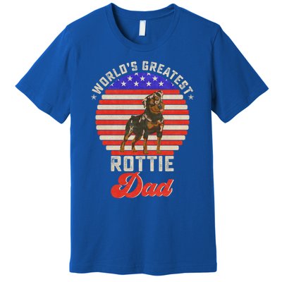 Vintage Retro Worlds Greatest Rottweiler Dad Rottie Sunset Great Gift Premium T-Shirt