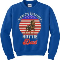 Vintage Retro Worlds Greatest Rottweiler Dad Rottie Sunset Great Gift Kids Sweatshirt